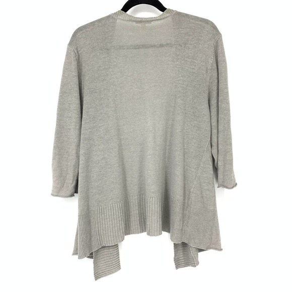 Eileen Fisher Women's Size XL Open Front 3/4 Sleeve Linen Cardigan Sweater Gray - Picture 2 of 6